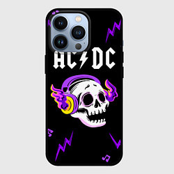 Чехол для iPhone 13 Pro AC DC неоновый череп, цвет: 3D-черный