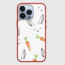 Чехол для iPhone 13 Pro Морковный зая, цвет: 3D-красный