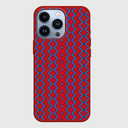 Чехол для iPhone 13 Pro Красно -синий геометрический узор зиг заг вертикал, цвет: 3D-красный