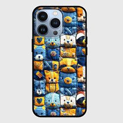 Чехол для iPhone 13 Pro Пэчворк с мордашками енотов, цвет: 3D-черный