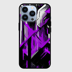 Чехол для iPhone 13 Pro White and purple abstraction on a black background, цвет: 3D-черный