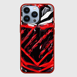 Чехол для iPhone 13 Pro Red and white abstraction on a black background, цвет: 3D-красный