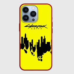 Чехол iPhone 13 Pro Cyberpunk 2077 geometry yellow
