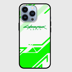 Чехол для iPhone 13 Pro Cyberpunk 2077 geometry green, цвет: 3D-черный