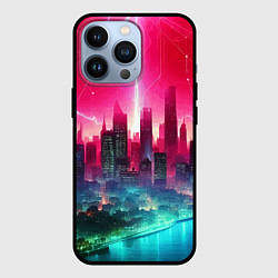 Чехол для iPhone 13 Pro Неоновая гроза в мегаполисе - удар молнии, цвет: 3D-черный