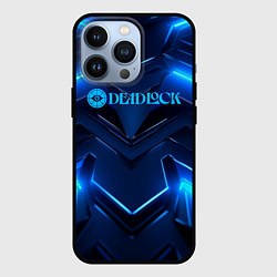 Чехол для iPhone 13 Pro Deadlock logo и синий неон, цвет: 3D-черный