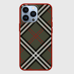 Чехол iPhone 13 Pro Стильная клетка - милитари, крупно