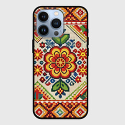 Чехол для iPhone 13 Pro Классические русские узоры и орнамент, цвет: 3D-черный
