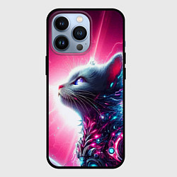 Чехол для iPhone 13 Pro Космический кибер котёнок - неоновое свечение, цвет: 3D-черный