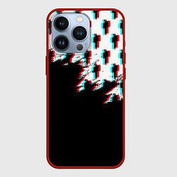 Чехол для iPhone 13 Pro Billie Eilish pattern glitch, цвет: 3D-красный