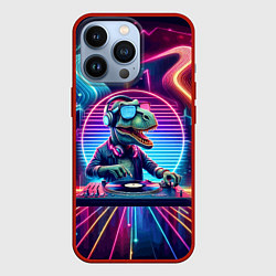 Чехол для iPhone 13 Pro Dino DJ - neon glow, цвет: 3D-красный