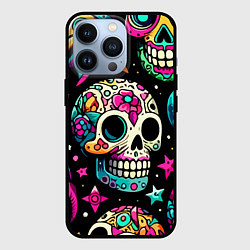 Чехол для iPhone 13 Pro Space collage with skulls and rockets - ai art, цвет: 3D-черный