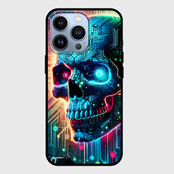 Чехол для iPhone 13 Pro Cool cyber skull - neon glow, цвет: 3D-черный