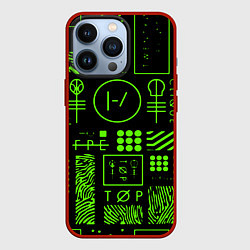 Чехол для iPhone 13 Pro Twenty one pilots neon, цвет: 3D-красный