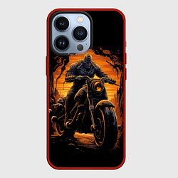 Чехол для iPhone 13 Pro Призрачный гонщик байкер, цвет: 3D-красный