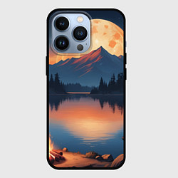 Чехол для iPhone 13 Pro Костер на берегу озера, цвет: 3D-черный