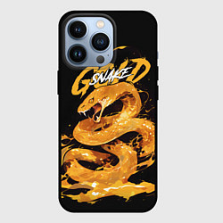 Чехол для iPhone 13 Pro Gold snake, цвет: 3D-черный