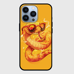 Чехол для iPhone 13 Pro Крутая желтая змея в очках, цвет: 3D-черный