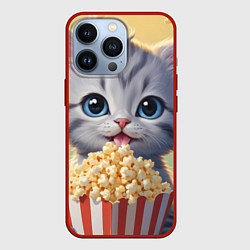 Чехол iPhone 13 Pro Поп-корн и котенок