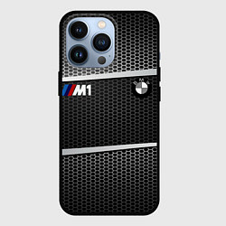 Чехол для iPhone 13 Pro BMW металлическая сетка, цвет: 3D-черный