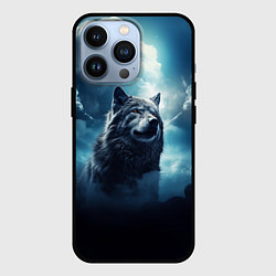 Чехол для iPhone 13 Pro Волк ночное синее небо, цвет: 3D-черный