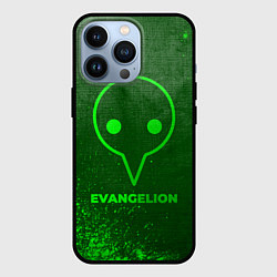 Чехол для iPhone 13 Pro Evangelion - green gradient, цвет: 3D-черный