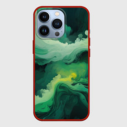 Чехол для iPhone 13 Pro Изумрудные волны, цвет: 3D-красный