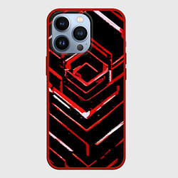 Чехол для iPhone 13 Pro Красные смазанные линии на чёрном фоне, цвет: 3D-красный
