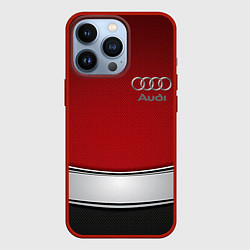 Чехол для iPhone 13 Pro Audi metal car steel, цвет: 3D-красный