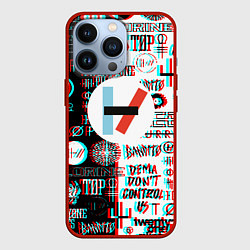 Чехол для iPhone 13 Pro Twenty one pilots glitch pattern, цвет: 3D-красный