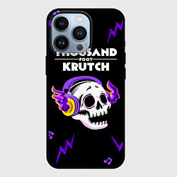 Чехол для iPhone 13 Pro Thousand Foot Krutch неоновый череп, цвет: 3D-черный