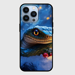 Чехол для iPhone 13 Pro Новогодняя змея и шарики, цвет: 3D-черный