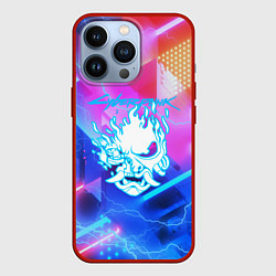 Чехол для iPhone 13 Pro Cyberpunk samurai storm, цвет: 3D-красный