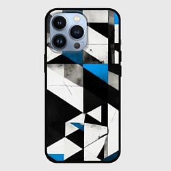 Чехол для iPhone 13 Pro Black and blue abstraction on a white background, цвет: 3D-черный