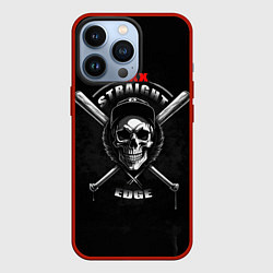 Чехол для iPhone 13 Pro Straight edge череп с битами, цвет: 3D-красный