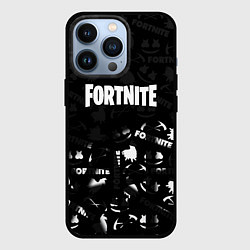 Чехол для iPhone 13 Pro Fortnite pattern black, цвет: 3D-черный