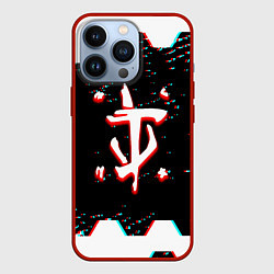 Чехол для iPhone 13 Pro Doom hexagon glitch color, цвет: 3D-красный