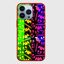 Чехол iPhone 13 Pro Marshmello pattern neon steel