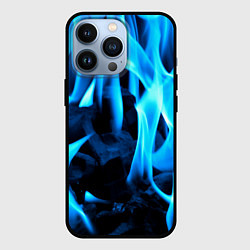 Чехол для iPhone 13 Pro Синий огонь текстура, цвет: 3D-черный