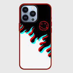 Чехол для iPhone 13 Pro Нирвана глитч огонь, цвет: 3D-красный