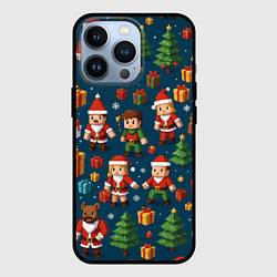 Чехол для iPhone 13 Pro Mintrcraft pattern новый год, цвет: 3D-черный