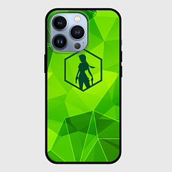 Чехол для iPhone 13 Pro Tomb Raider green poly, цвет: 3D-черный