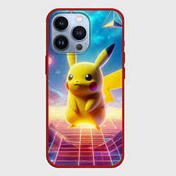 Чехол для iPhone 13 Pro Funny Pikachu - vaporwave, цвет: 3D-красный