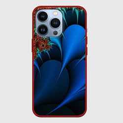 Чехол для iPhone 13 Pro Фрактальный узор голубой, цвет: 3D-красный