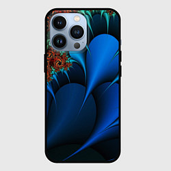 Чехол для iPhone 13 Pro Фрактальный узор голубой, цвет: 3D-черный