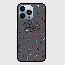 Чехол для iPhone 13 Pro Новогодний узор с рождеством, цвет: 3D-черный