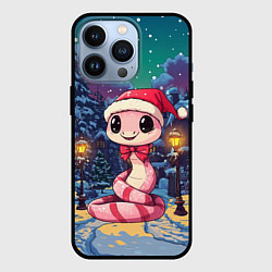 Чехол для iPhone 13 Pro Розовая новогодняя змейка, цвет: 3D-черный