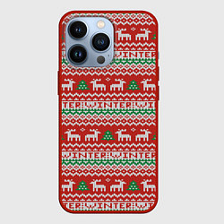 Чехол для iPhone 13 Pro Deer christmas pattern, цвет: 3D-красный