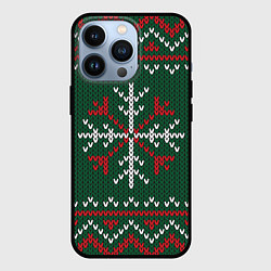 Чехол для iPhone 13 Pro Knitted Snowflake Pattern, цвет: 3D-черный