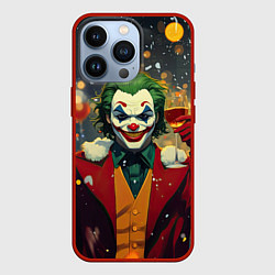 Чехол для iPhone 13 Pro Джокер с шампанским - новый год, цвет: 3D-красный